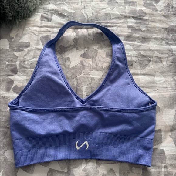 Women's Blue Halter Sports Bra - Picture 2 of 2
